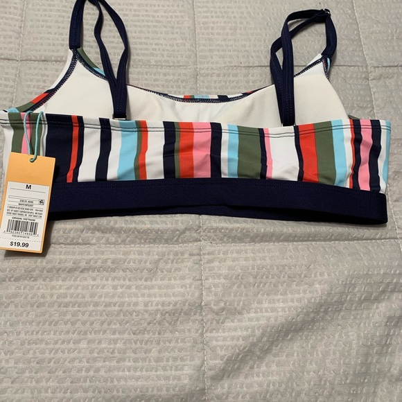 NWT Sz M Kona Sol multi bikini top/navy bottom. Lined top/slight ruching bottom. - Picture 4 of 4